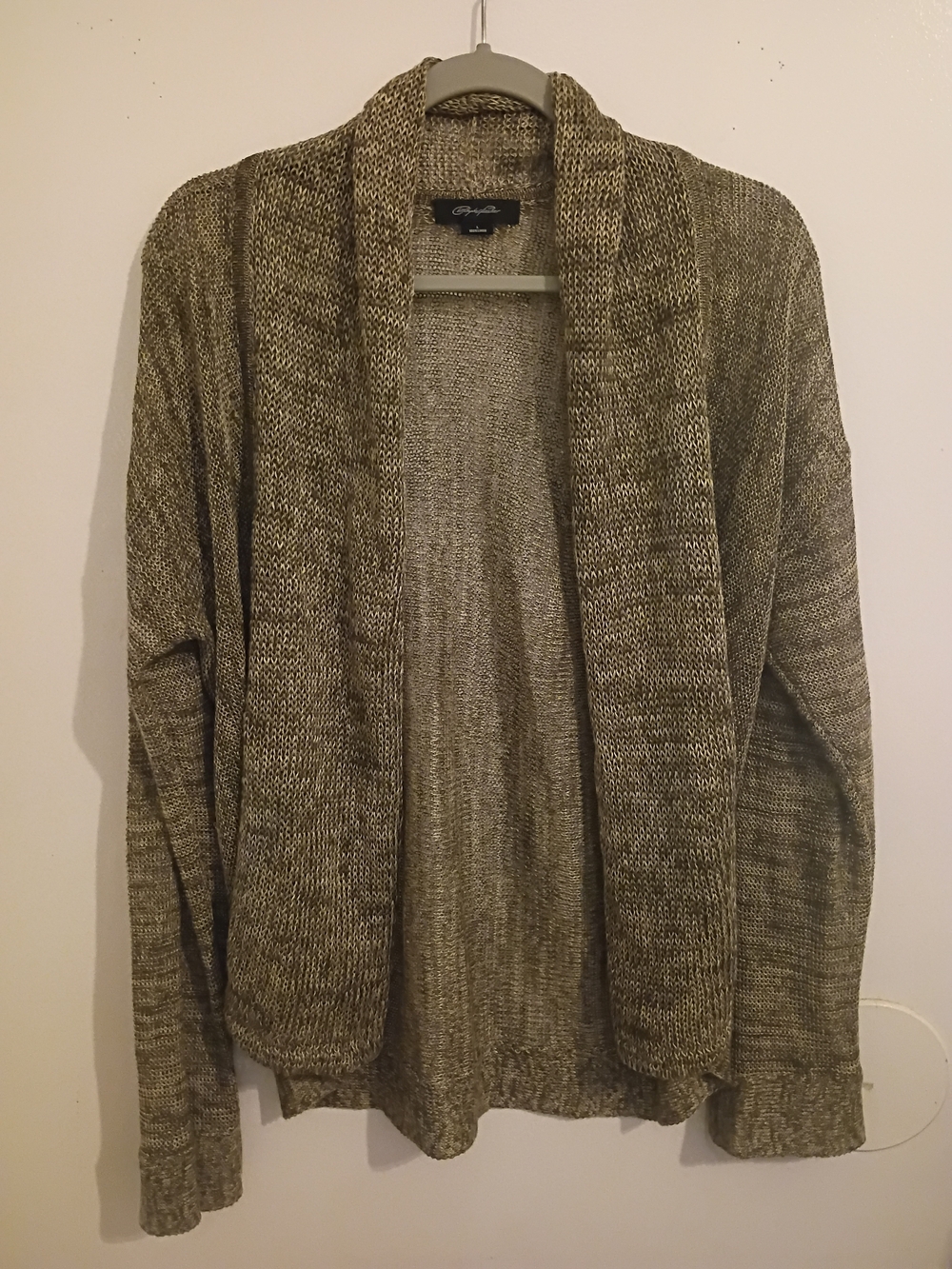 Christopher Fischer Open-Front Knit Cardigan Sweater - Olive Brown Linen Sz L